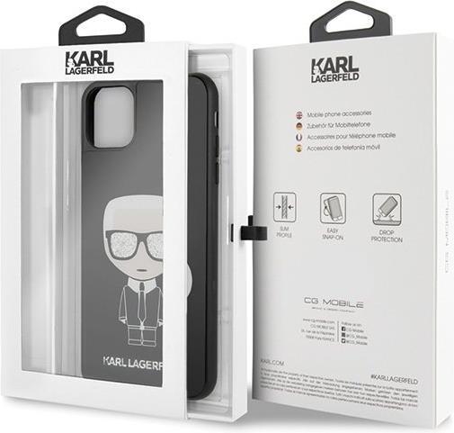 Луксозен Калъф за iPhone 11, Karl Lagerfeld Iconic Glitter Body Case, Черен (6)