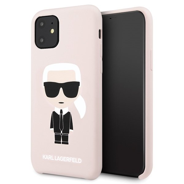 Луксозен Калъф за iPhone 11, Karl Lagerfeld Silicone Iconic Case, Розов
