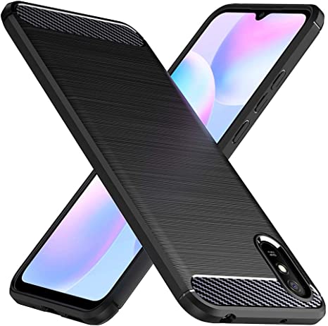 Противоударен Силиконов Калъф за Xiaomi Redmi 9A, Forcell Carbon Case, Черен (2)
