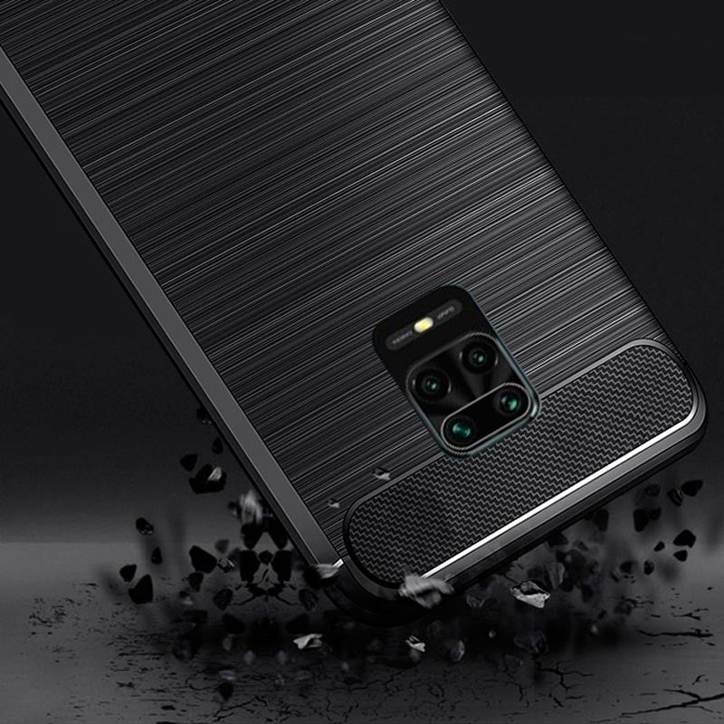 Противоударен Силиконов Калъф за Xiaomi Redmi Note 9, Forcell Carbon Case, Черен (4)