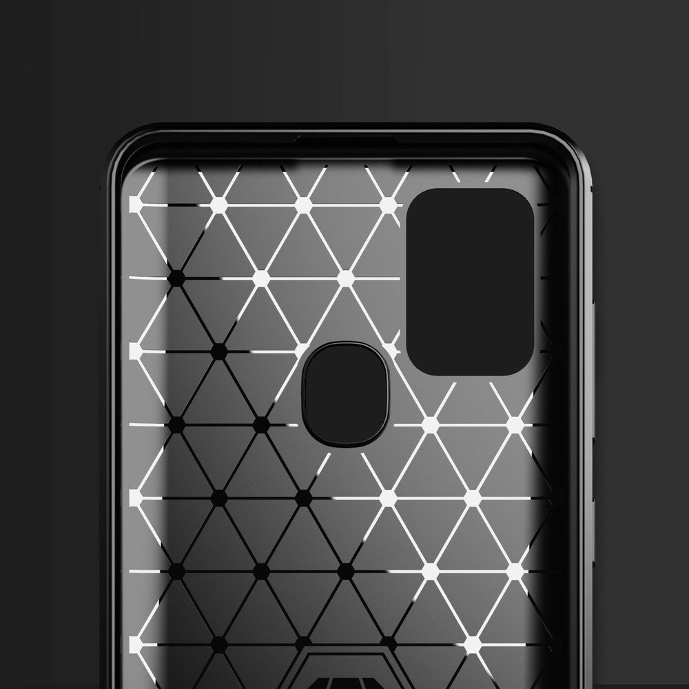Противоударен Силиконов Калъф за Samsung A21S, Forcell Carbon Case, Черен (6)