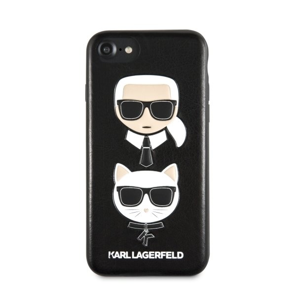 Луксозен Калъф за iPhone SE 2022/2020 8/7, Karl Lagerfeld Karl & Choupette Case, Черен (3)