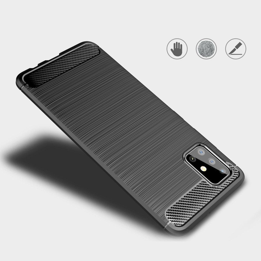 Противоударен Силиконов Калъф за Samsung A71, Forcell Carbon Case, Черен (4)