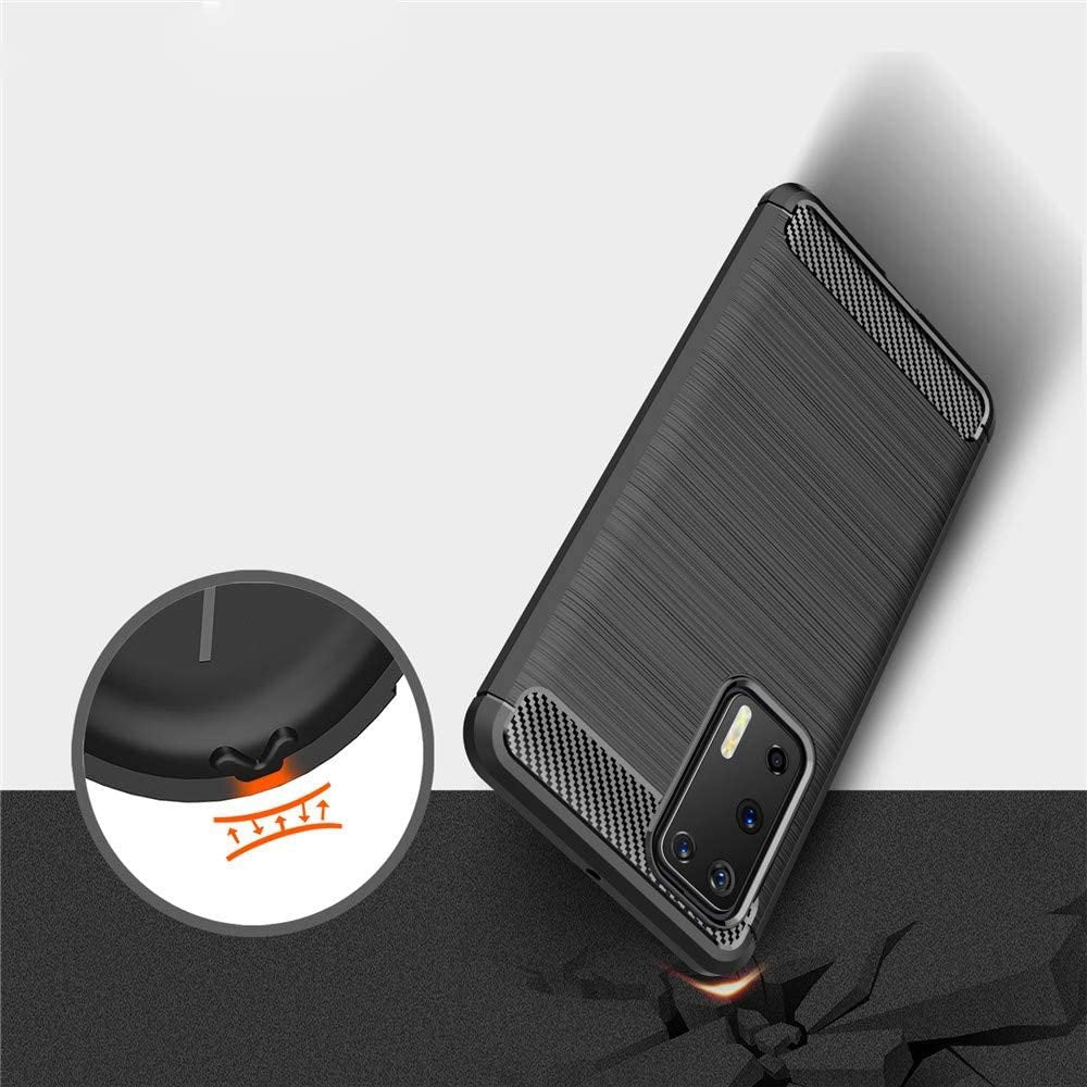 Противоударен Силиконов Калъф за Huawei P40 Pro, Forcell Carbon Case, Черен (3)