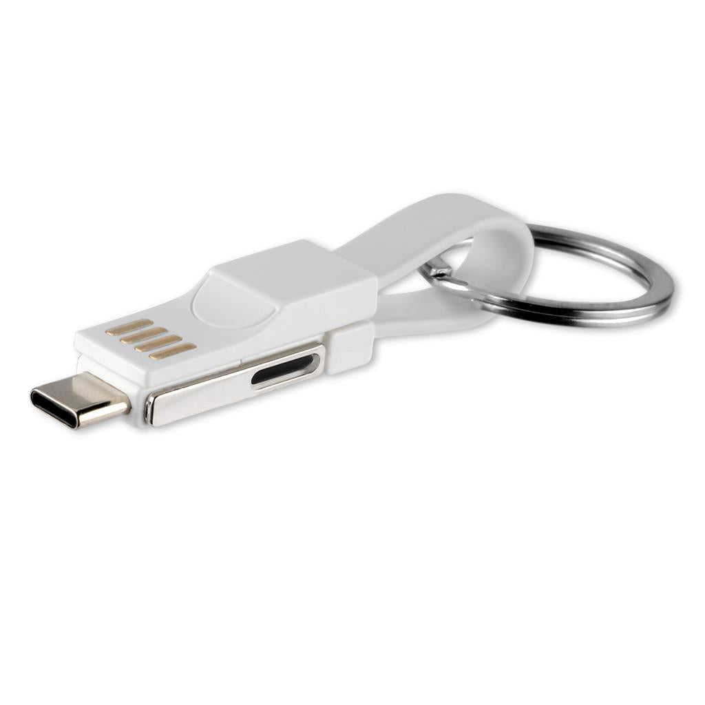 Универсален Кабел (къс), 4Smarts 3in1 Keyring 5 cm, Бял (5)