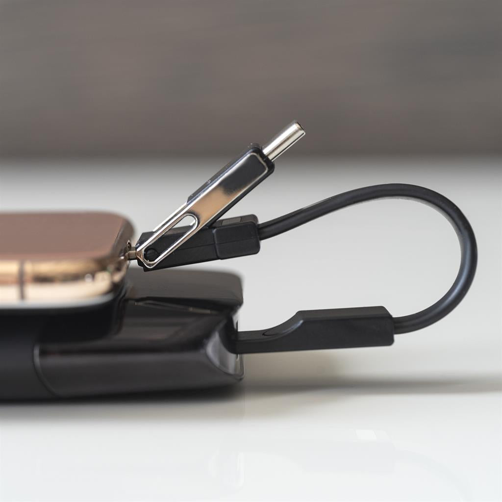 Универсален Кабел (къс), 4Smarts 3in1 Keyring 5 cm, Черен (3)