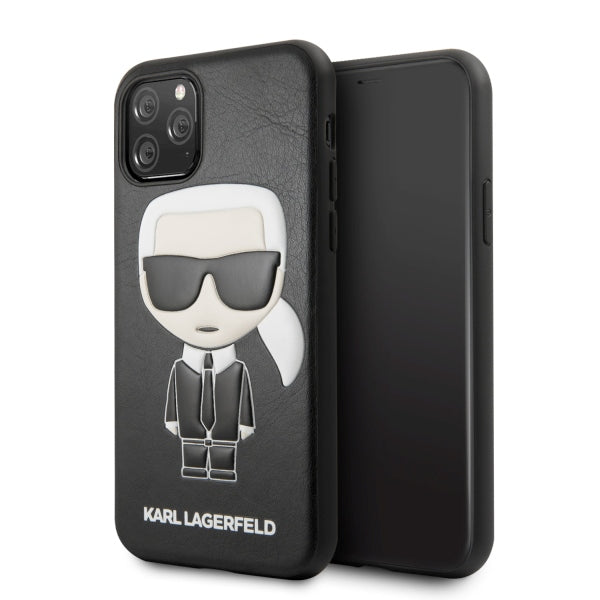 Луксозен Кожен Калъф за iPhone 11 Pro, Karl Lagerfeld Body Case, Черен