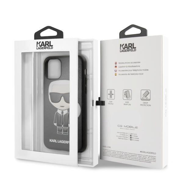 Луксозен Кожен Калъф за iPhone 11 Pro, Karl Lagerfeld Body Case, Черен (6)