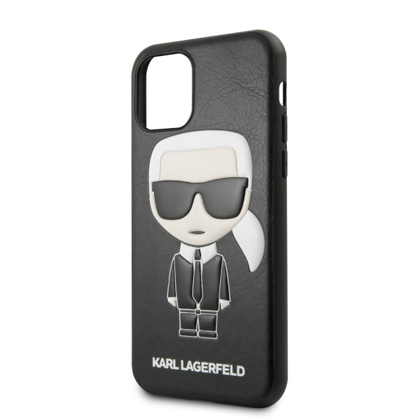 Луксозен Кожен Калъф за iPhone 11 Pro, Karl Lagerfeld Body Case, Черен (2)