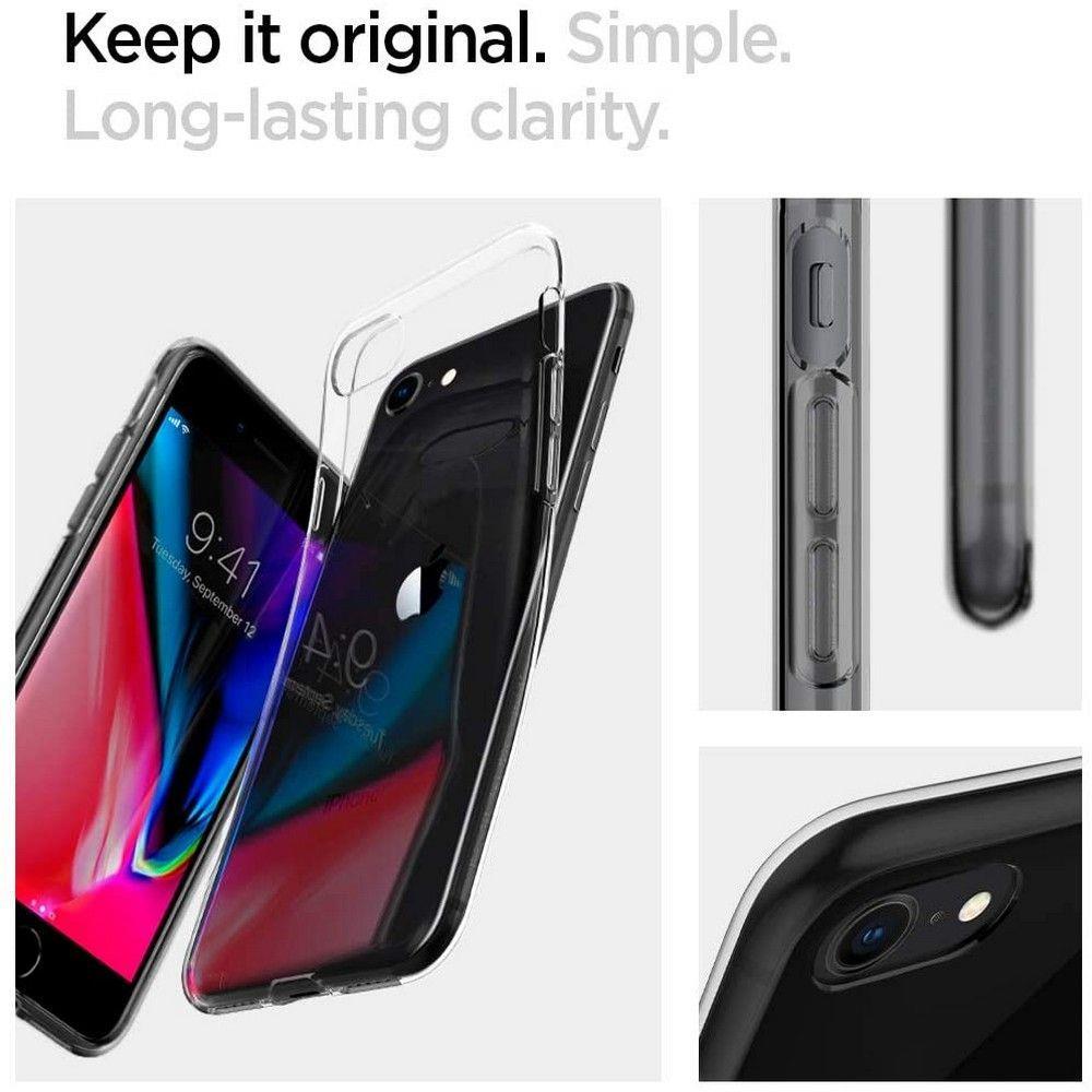 Противоударен Силиконов Калъф за iPhone SE 2022/2020 8/7, Spigen Liquid Crystal Case, Прозрачен (2)