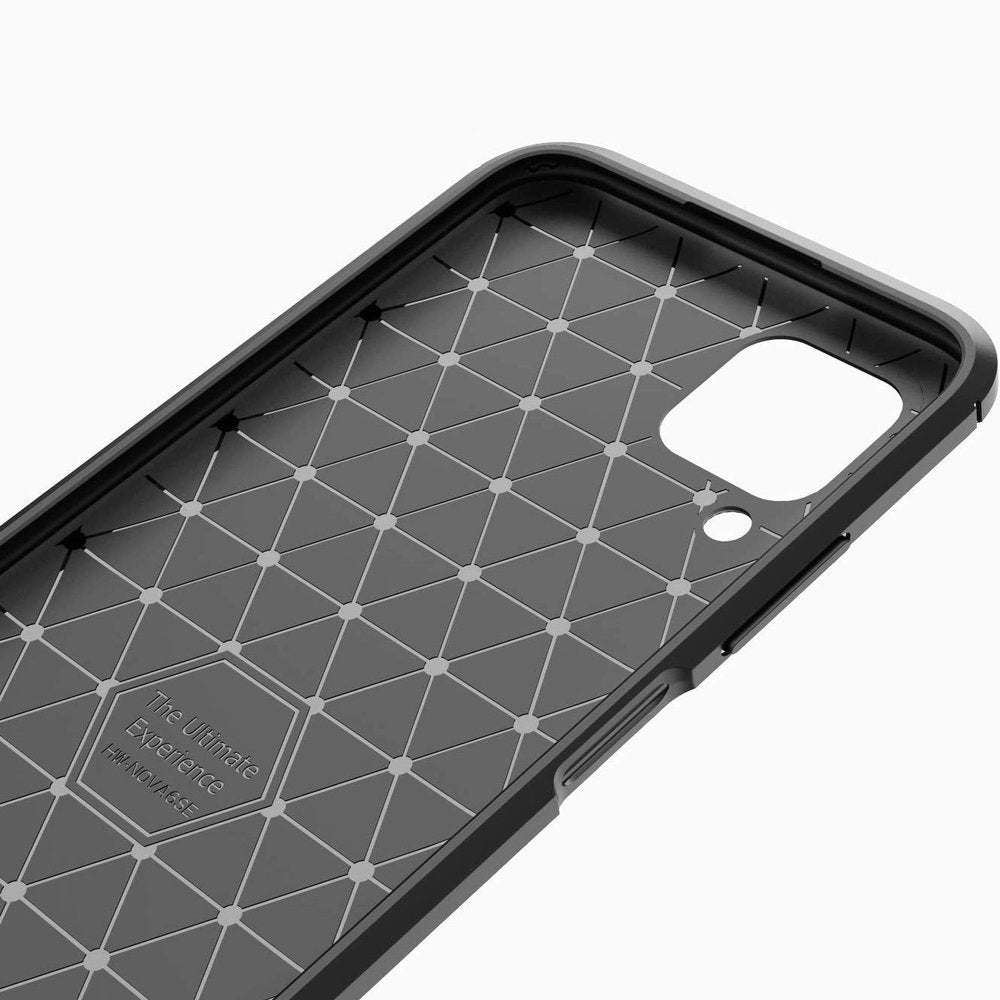Противоударен Силиконов Калъф за Huawei P40 Lite, Forcell Carbon Case, Черен (6)