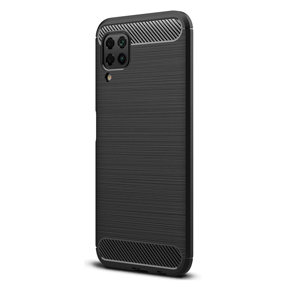 Противоударен Силиконов Калъф за Huawei P40 Lite, Forcell Carbon Case, Черен (3)