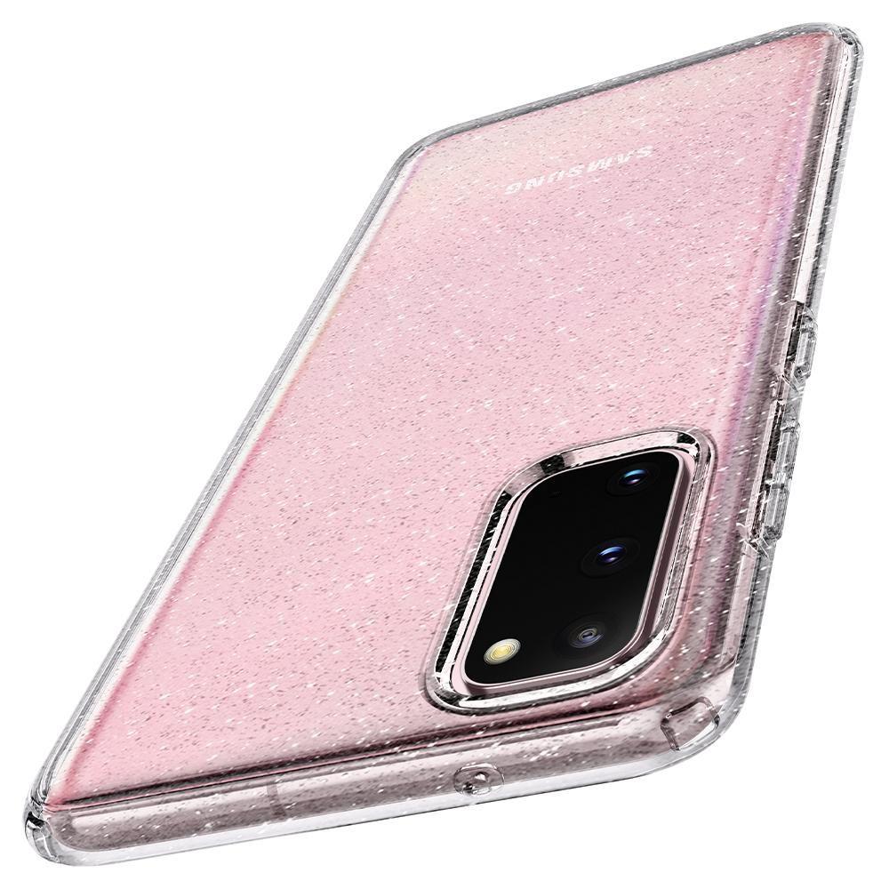 Противоударен Блестящ Калъф за Samsung S20, Spigen Liquid Crystal Glitter Quartz Case, Прозрачен (2)