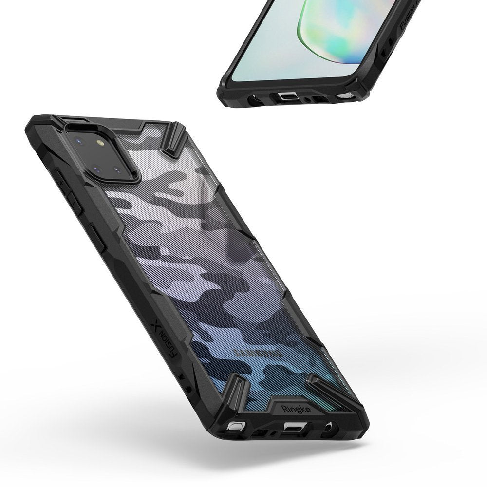 Противоударен Хибриден Калъф за Samsung Note 10 Lite, Ringke Fusion X Camouflage Case, Черен (2)
