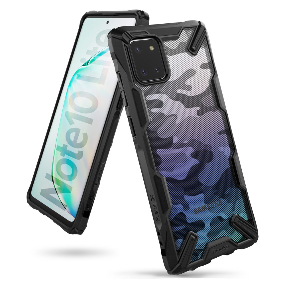 Противоударен Хибриден Калъф за Samsung Note 10 Lite, Ringke Fusion X Camouflage Case, Черен