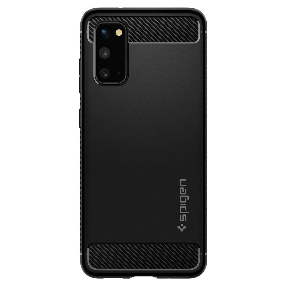 Противоударен Силиконов Калъф за Samsung S20, Spigen Rugged Armor Case, Черен (4)
