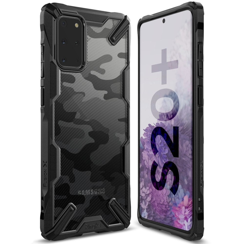 Противоударен Хибриден Калъф за Samsung S20 Plus, Ringke Fusion X Camouflage Case, Черен (2)