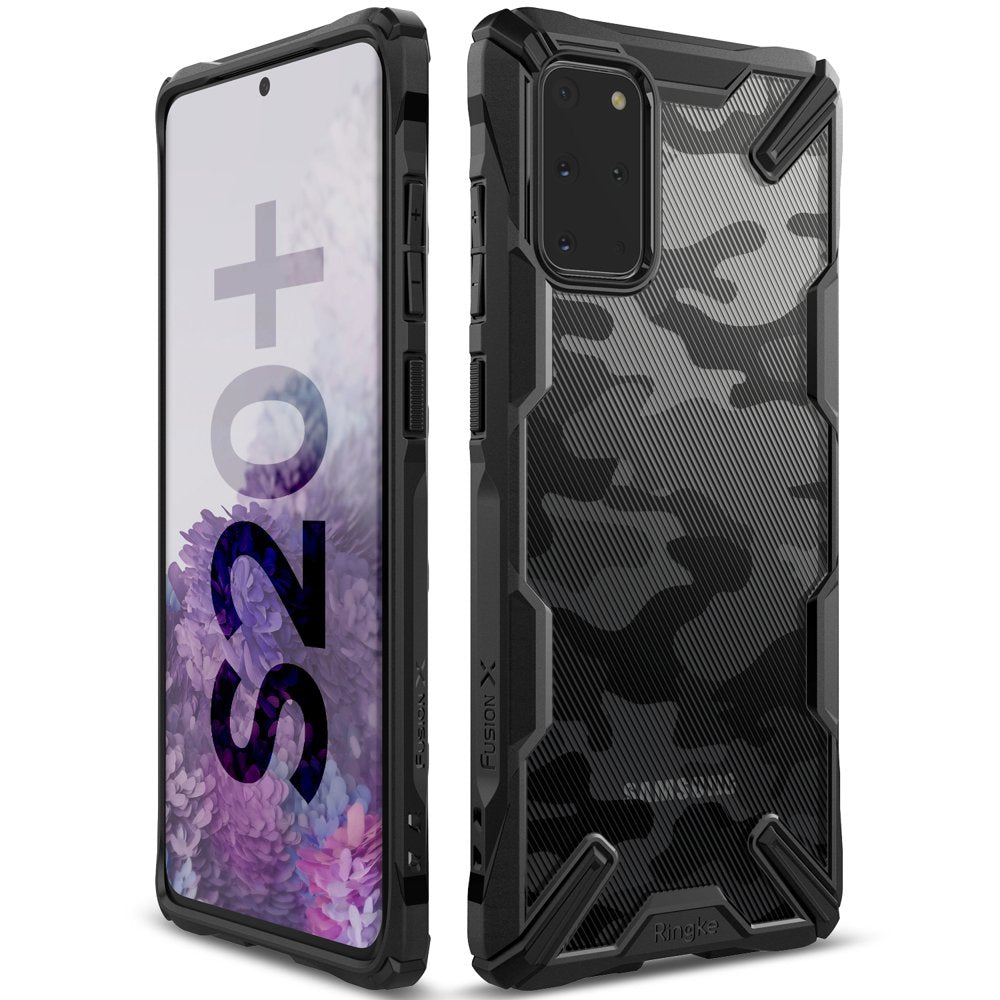 Противоударен Хибриден Калъф за Samsung S20 Plus, Ringke Fusion X Camouflage Case, Черен (3)