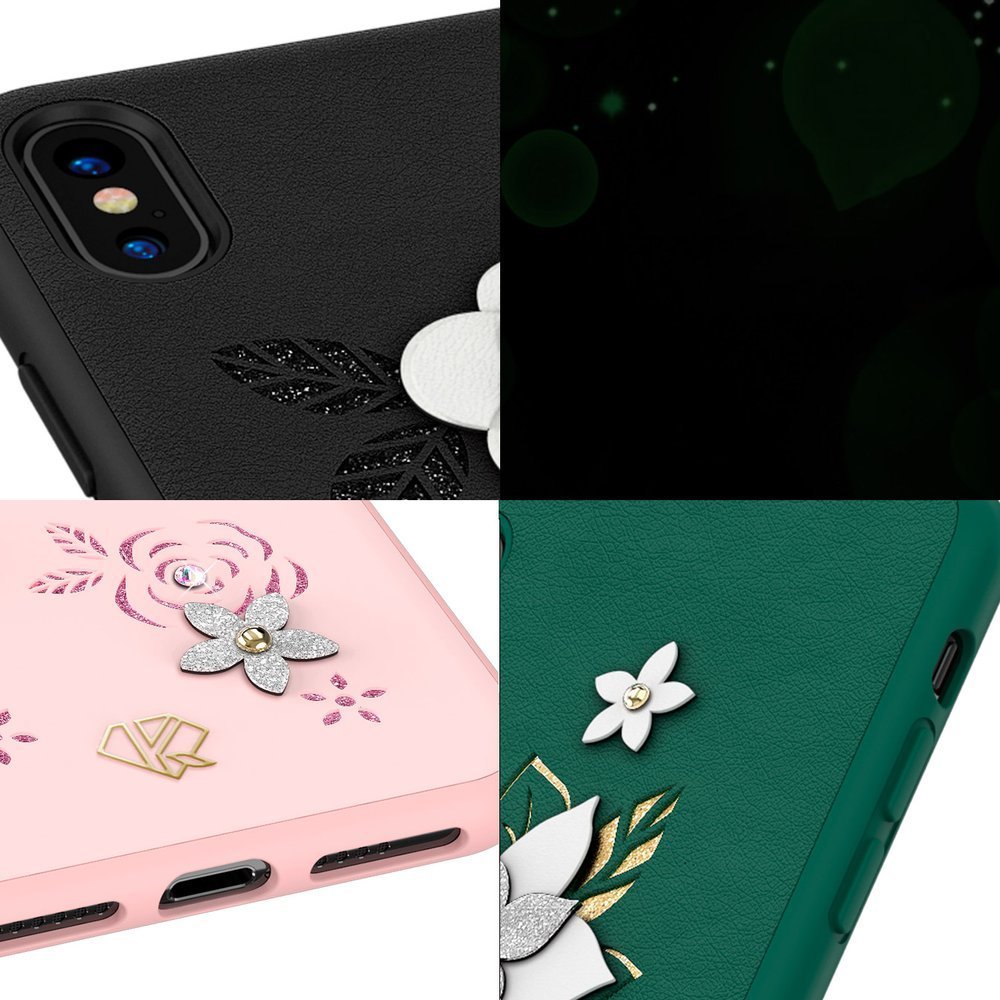 Калъф с Камъни Swarowski за iPhone XS/X, Kingxbar Petal Case, Розов (3)