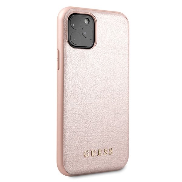 Луксозен Кожен Калъф за iPhone 11 Pro, Guess Leather Case, Розов (2)