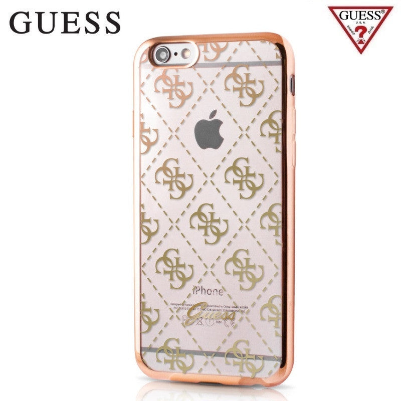 Луксозен Силиконов Калъф за iPhone SE/5s/5, Guess Silicone Case, Златист