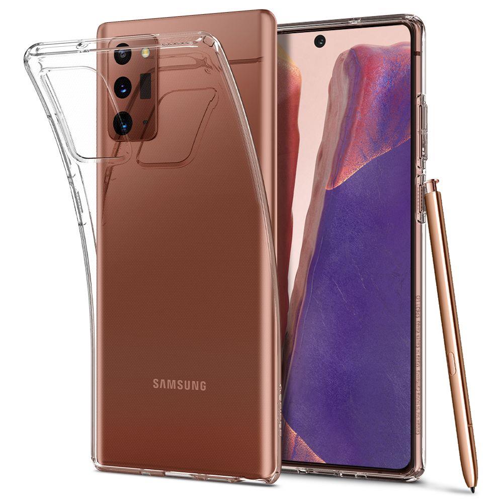 Противоударен Силиконов Калъф за Samsung Note 20, Spigen Liquid Crystal Case, Прозрачен