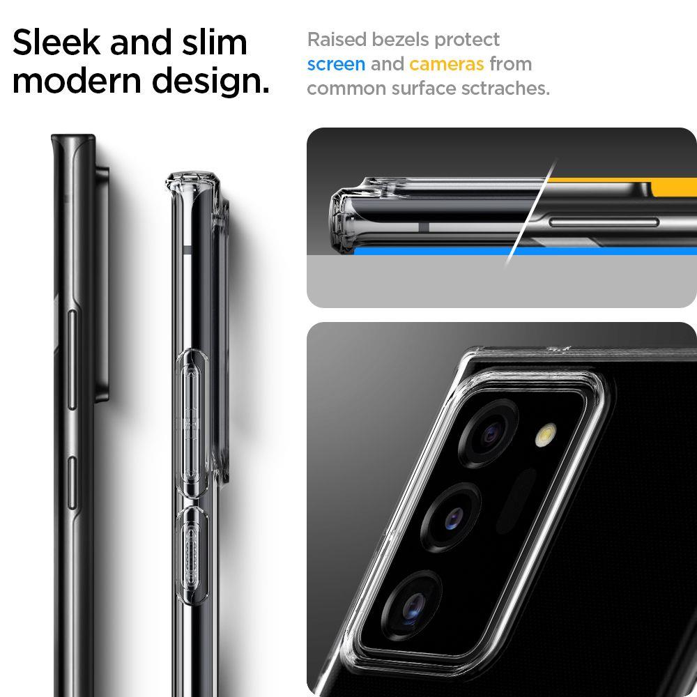 Противоударен Силиконов Калъф за Samsung Note 20 Ultra, Spigen Liquid Crystal Case, Прозрачен (3)