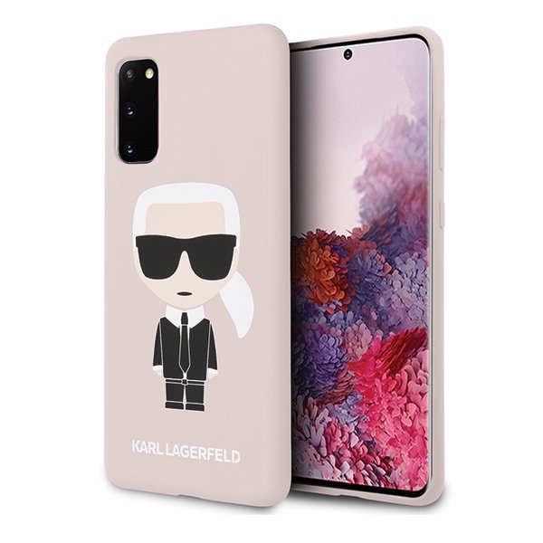 Луксозен Калъф за Samsung S20, Karl Lagerfeld Silicone Iconic Case, Розов