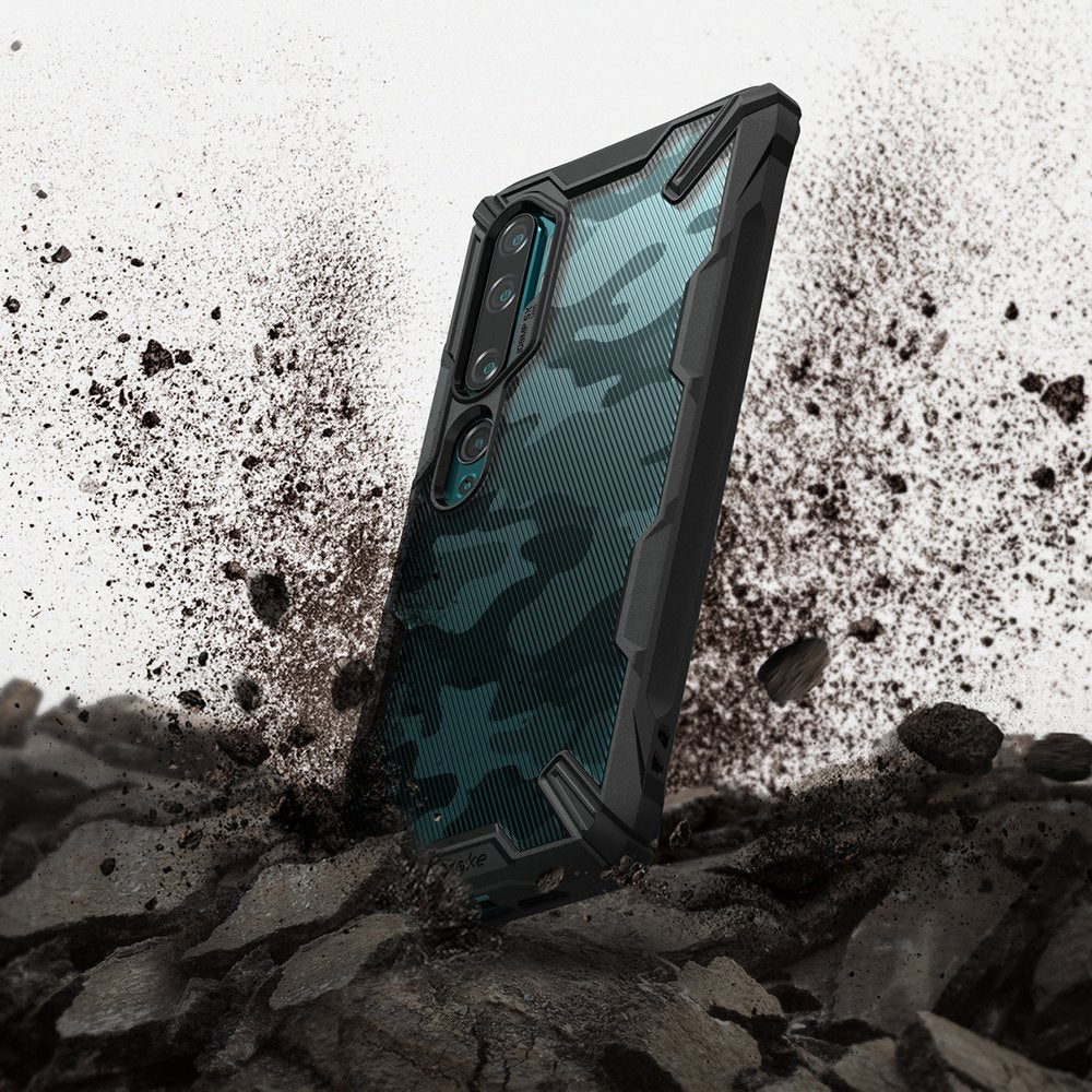 Противоударен Хибриден Калъф за Xiaomi Mi Note 10/Pro, Ringke Fusion X Camo Case, Черен (4)
