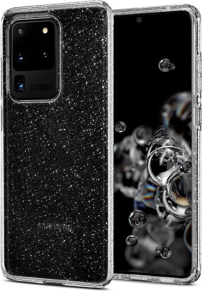 Противоударен Блестящ Калъф за Samsung S20 Ultra, Spigen Liquid Crystal Glitter Quartz Case, Прозрачен (2)