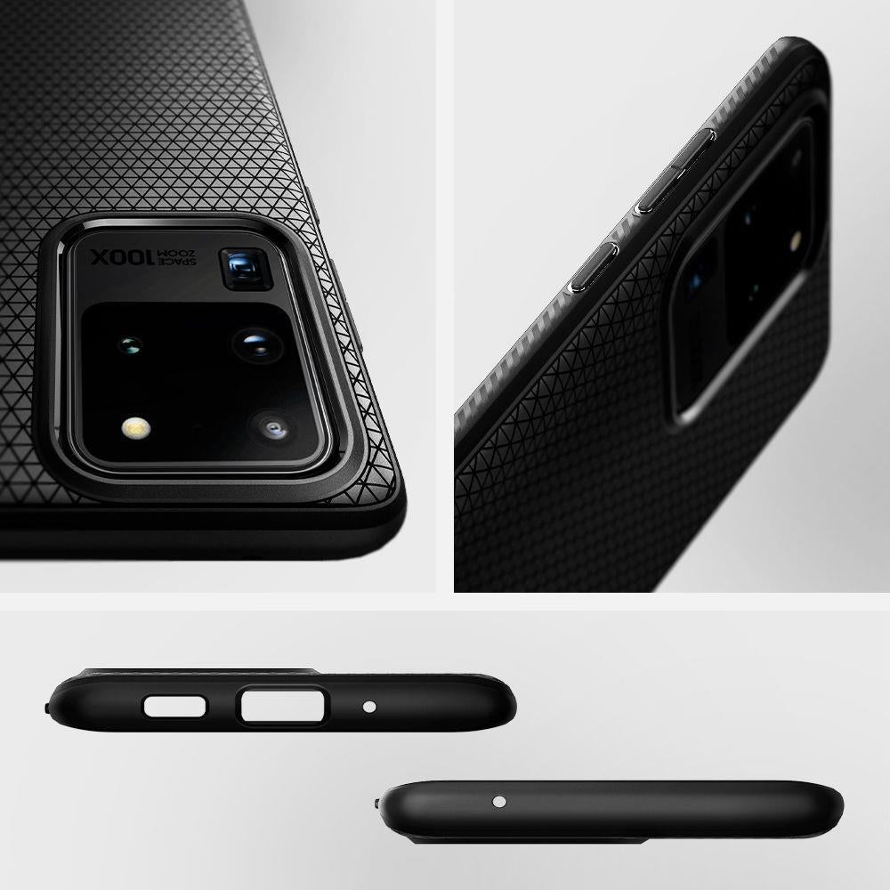 Противоударен Силиконов Калъф за Samsung S20 Ultra, Spigen Liquid Air Case, Черен (6)