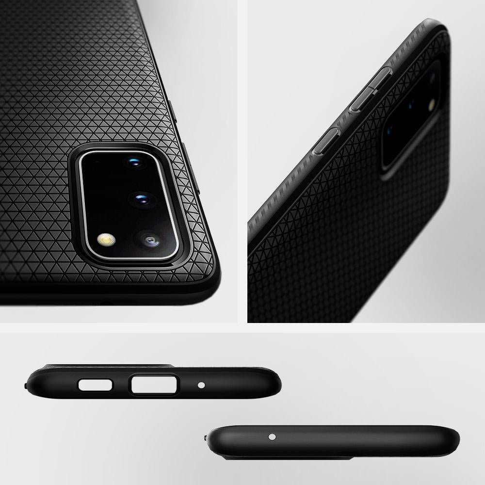 Противоударен Силиконов Калъф за Samsung S20 Plus, Spigen Liquid Air Case, Черен (7)
