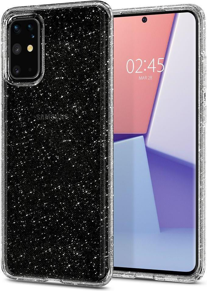 Противоударен Блестящ Калъф за Samsung S20 Plus, Spigen Liquid Crystal Glitter Quartz Case, Прозрачен