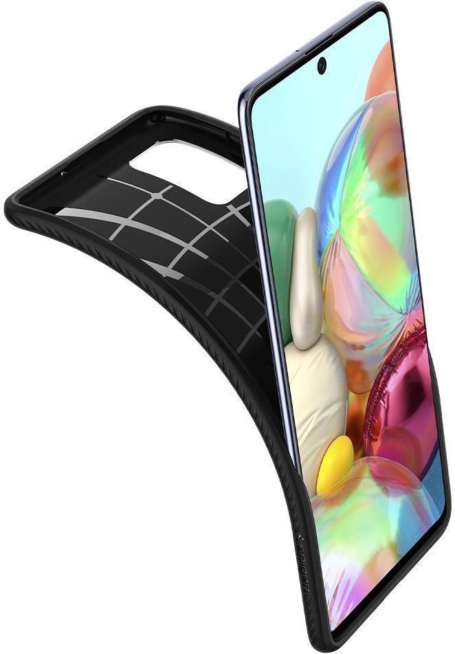 Противоударен Силиконов Калъф за Samsung A51, Spigen Liquid Air Case, Черен (2)