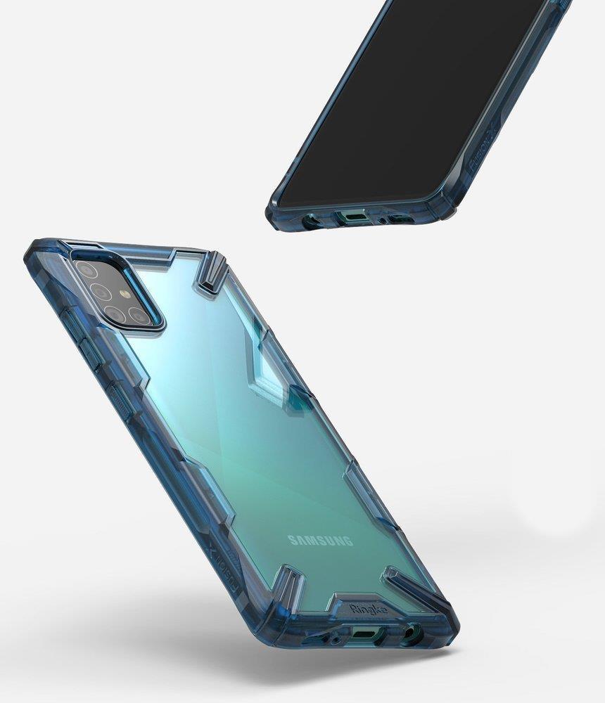 Противоударен Хибриден Калъф за Samsung A51, Ringke Fusion X, Син (4)