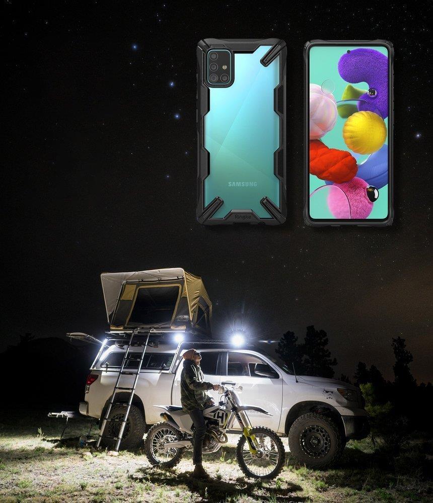 Противоударен Хибриден Калъф за Samsung A51, Ringke Fusion X, Син (7)