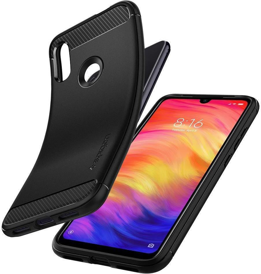 Противоударен Силиконов Калъф за Xiaomi Redmi Note 7, Spigen Rugged Armor Case, Черен (4)