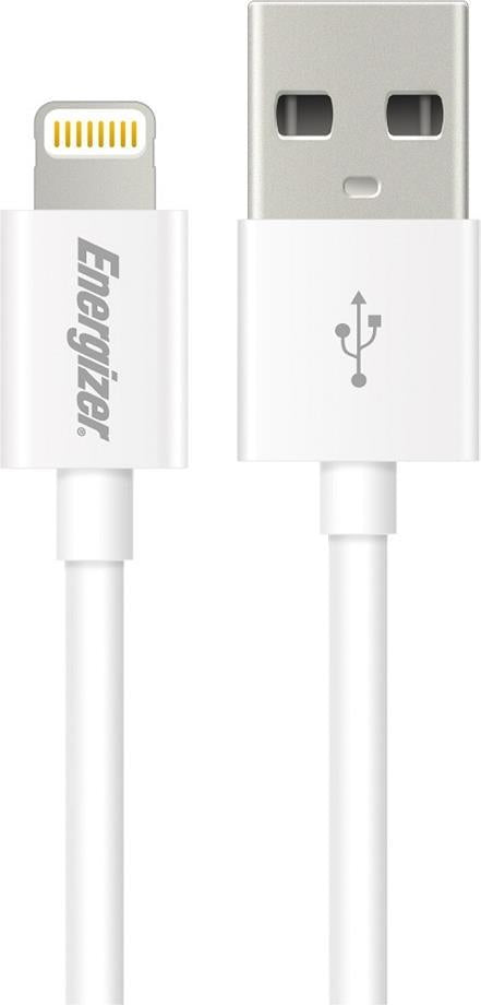 Зарядно за iPhone за Кола, Energizer 12V Charger & Cable Lightning 1m, Бял (2)