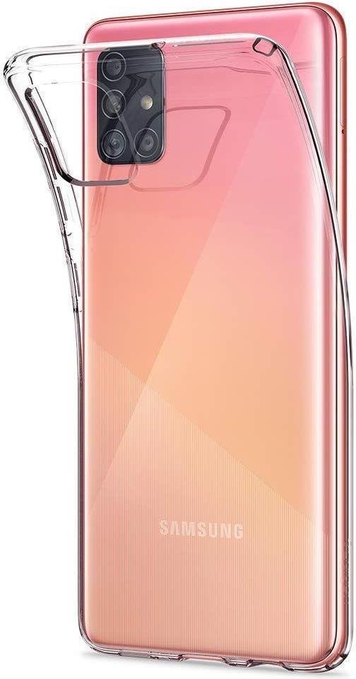 Противоударен Силиконов Калъф за Samsung A51, Spigen Liquid Crystal Case, Прозрачен (4)