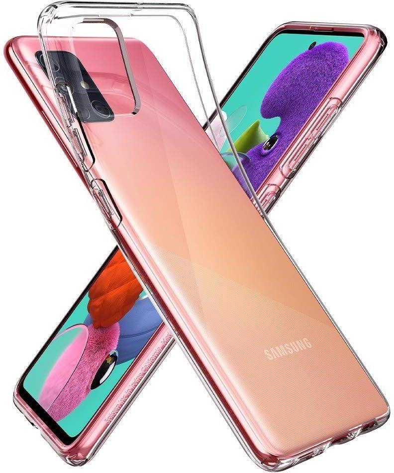 Противоударен Силиконов Калъф за Samsung A51, Spigen Liquid Crystal Case, Прозрачен