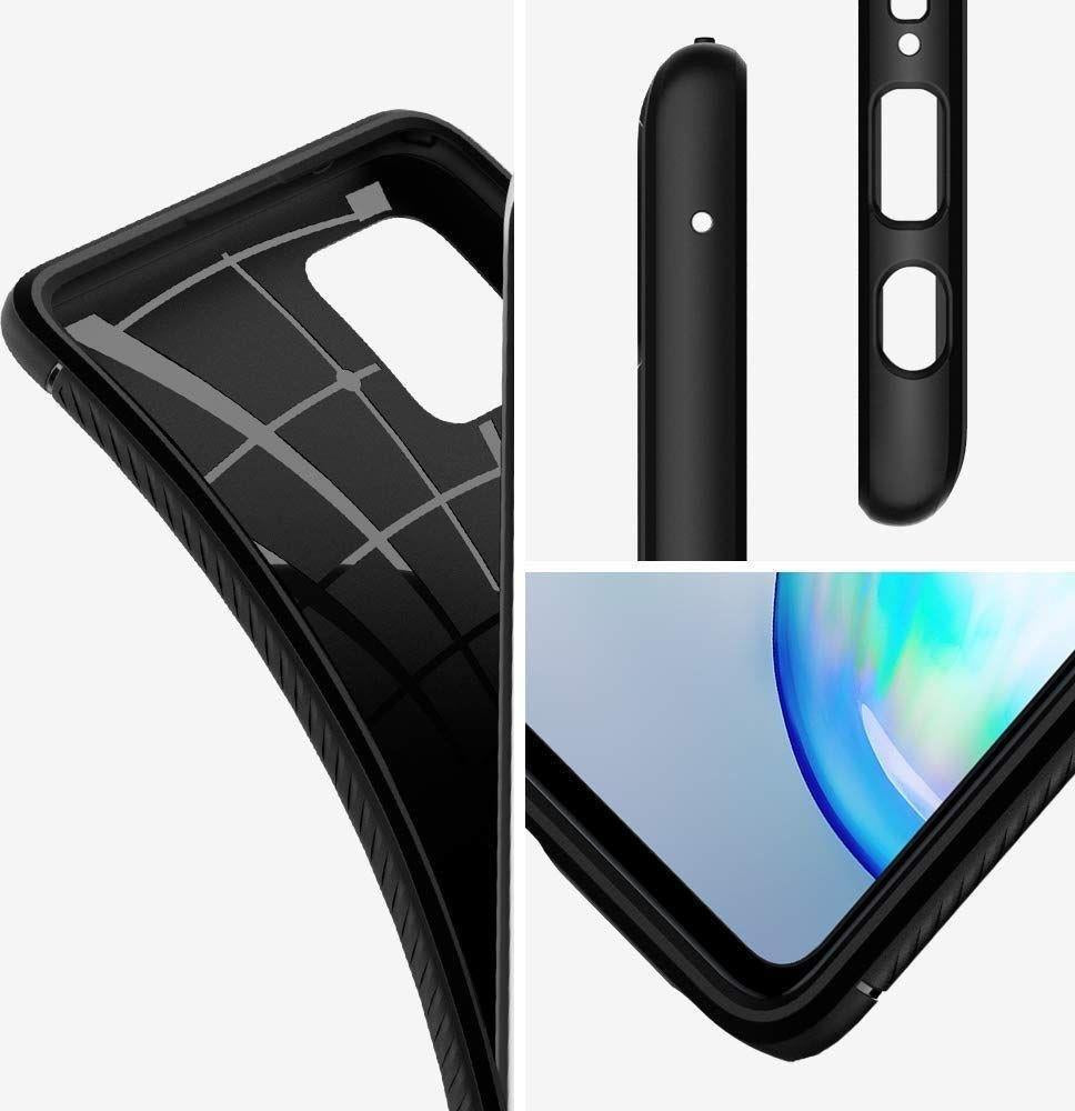 Противоударен Силиконов Калъф за Samsung Note 10 Lite, Spigen Rugged Armor Case, Черен (4)