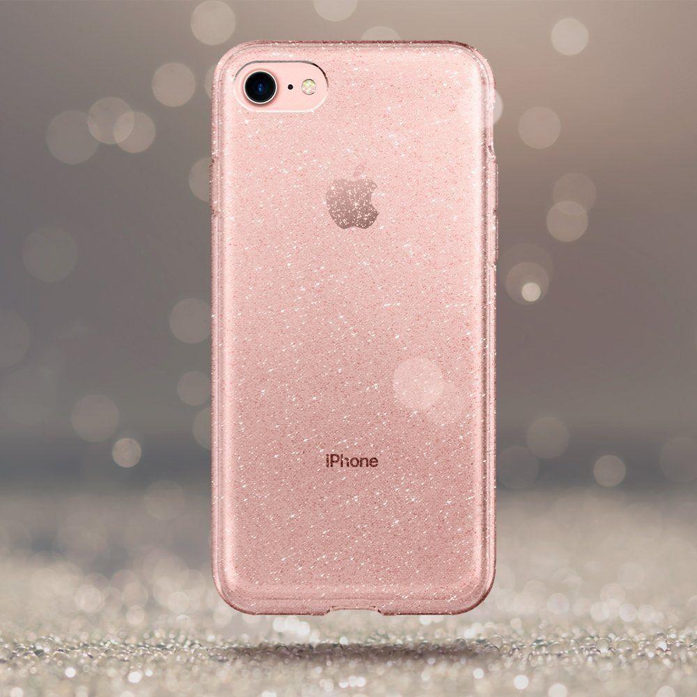 Противоударен Блестящ Калъф за iPhone SE 2022/2020 8/7, Spigen Liquid Crystal Glitter Quartz/Case, Розов (2)