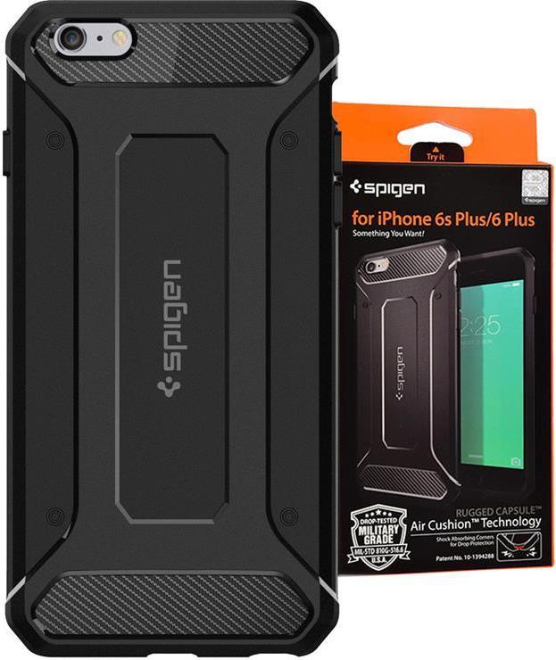 Противоударен Силиконов Калъф за iPhone 6/6s, Spigen Rugged Armor Case, Черен (6)