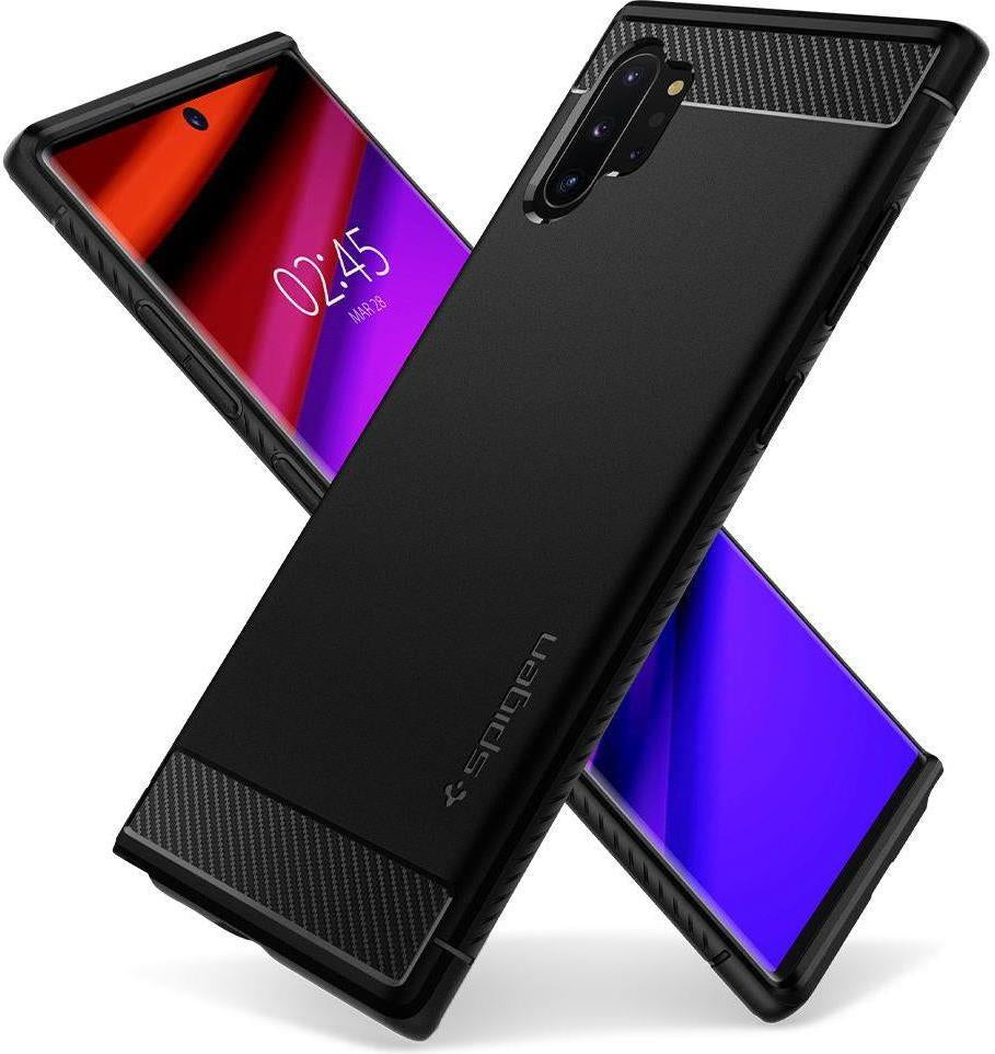 Противоударен Силиконов Калъф за Samsung Note 10 Plus, Spigen Rugged Armor Case, Черен (2)
