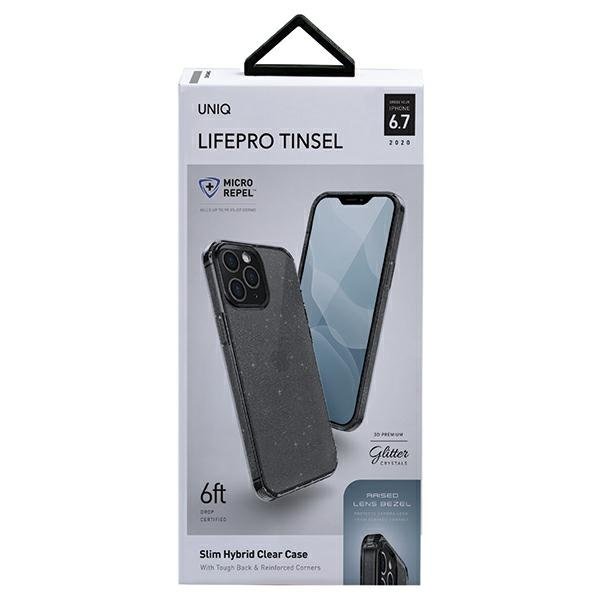 Блестящ Калъф за iPhone 12 Pro Max, Uniq LifePro Tinsel Case, Черен (4)