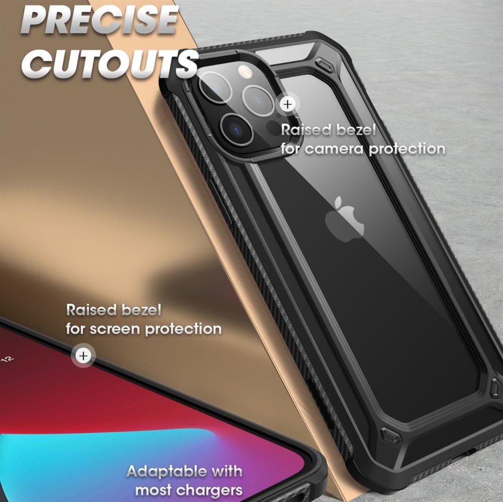 Противоударен Хибриден Калъф за iPhone 12/Pro, Supcase Exo Pro, Черен (5)