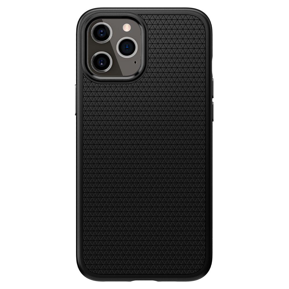 Противоударен Силиконов Калъф за за iPhone 12 Pro Max, Spigen Liquid Air Case, Черен (2)
