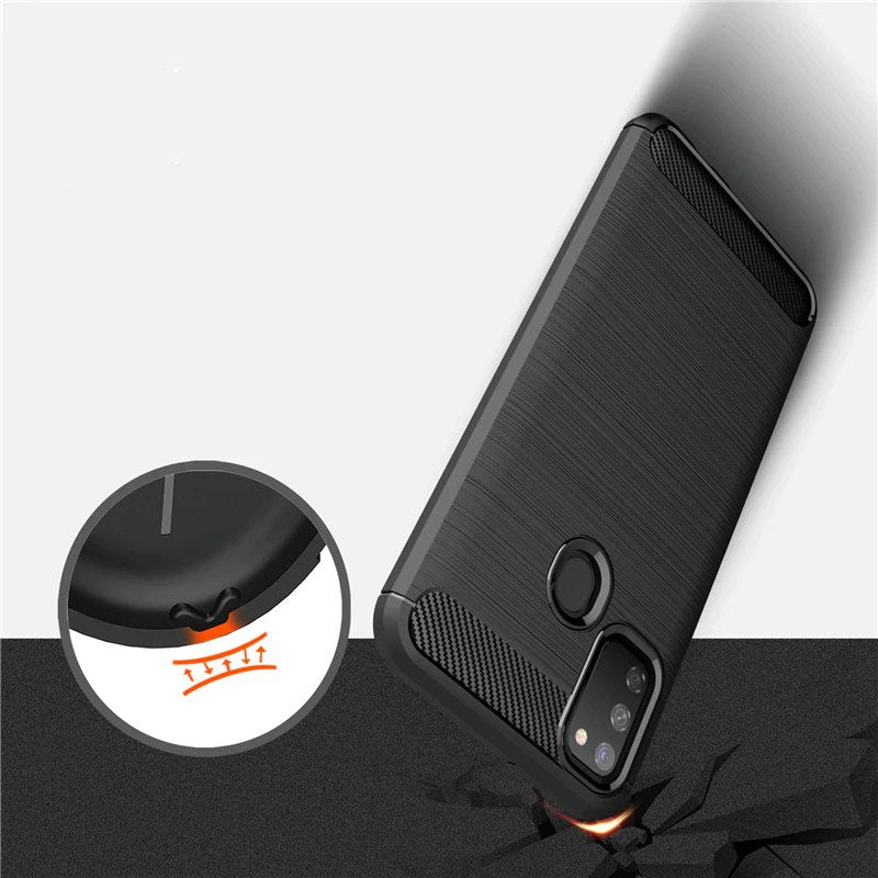 Противоударен Силиконов Калъф за Huawei P Smart 2020, Forcell Carbon Case, Черен (3)