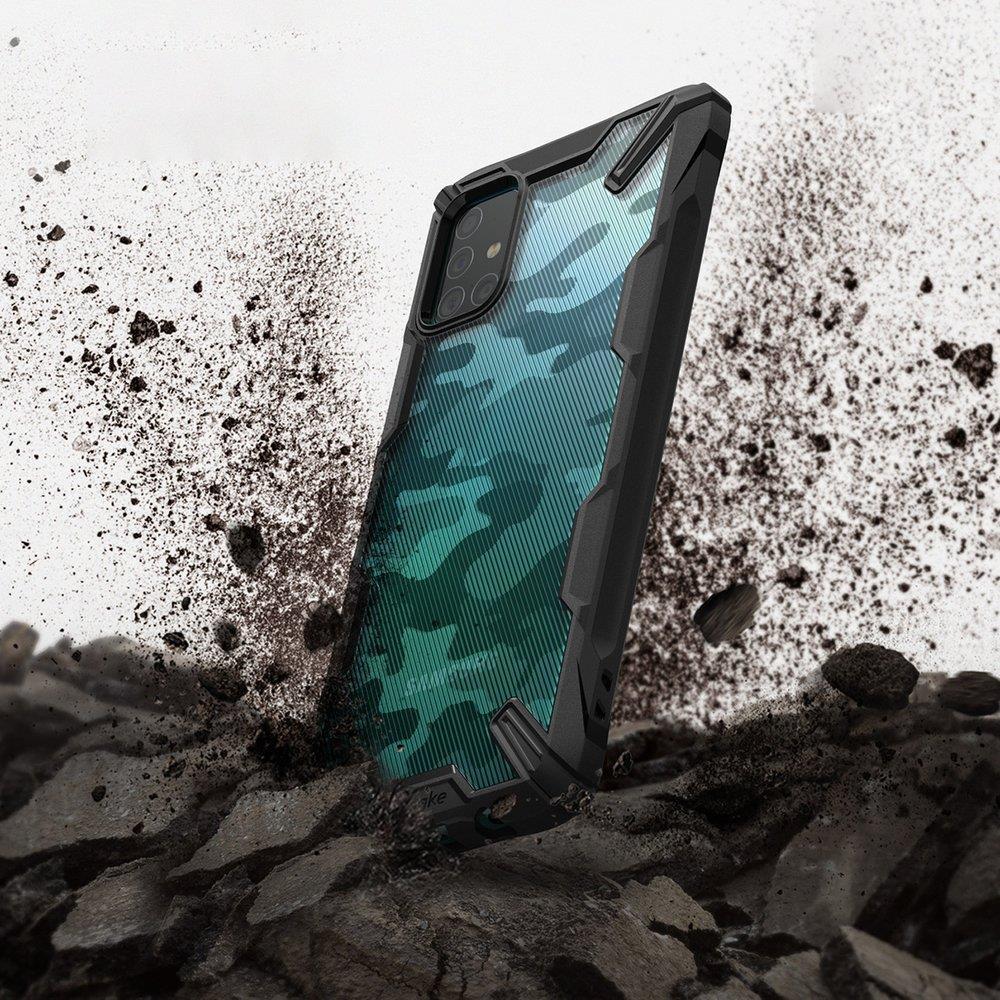 Противоударен Хибриден Калъф за Samsung A71, Ringke Fusion X Camo, Черен (3)