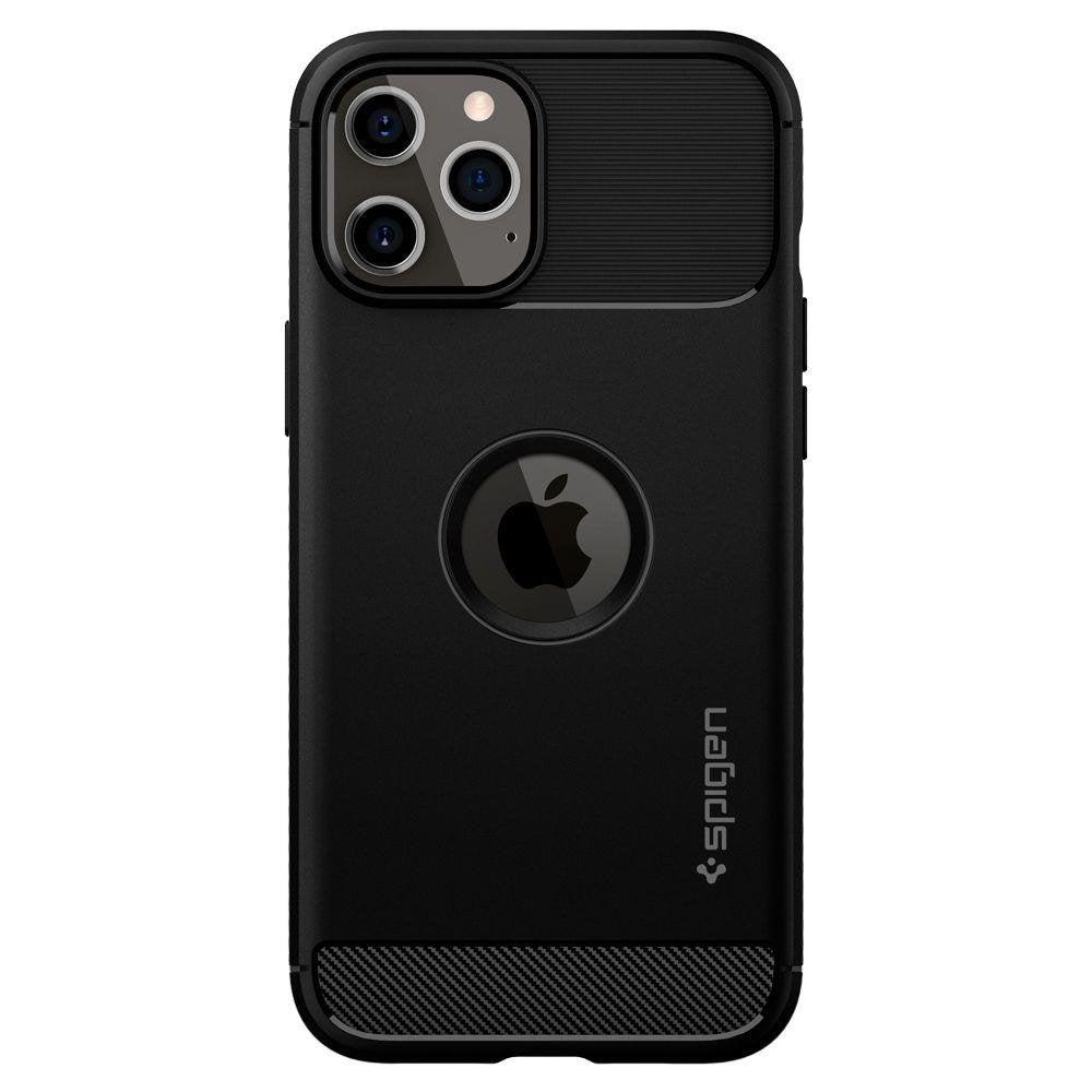 Противоударен Силиконов Калъф за iPhone 12/Pro, Spigen Rugged Armor Case, Черен